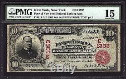 1902 $ 10 Sceau Rouge De La Monnaie Nationale Pmg 15 Fr. 613 Banque De New York Ny Ch # 1393