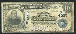 1902 $ 10 The Banque Nationale D'échange De Roanoke, En Virginie Monnaie Nationale Ch # 4027