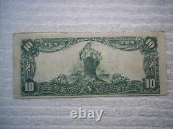 1902 10 $ Topeka Kansas Ks Monnaie Nationale Plain Retour #3078 Central Natl Bank #