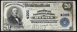 1902 $20.00 Monnaie Nationale, The American National Bank Of Ripon, Wisconsin