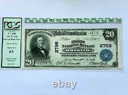 1902 20 $ 1ère Banque Nationale Bristol, Tennessee Pcgs 63 Choix Nouvelle Monnaie Unc