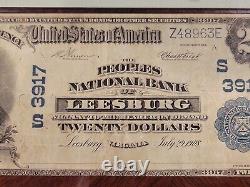 1902 20 $ Bill Leesburg Virginia National Bank Note Grand Argent En Devises Pmg 25