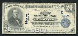 1902 20 $ La Première Banque Nationale D'easton, Pa Monnaie Nationale Ch. # 1171