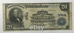 1902 $20 Monnaie Nationale Deuxième Banque Hoboken New Jersey 3744 Gros Billet