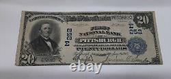1902 20 $ Monnaie Nationale Note 1ère Banque Nationale De Pittsburgh Pa Ch#252 Vf