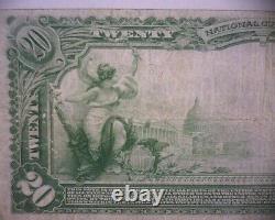 1902 20 $ National Currency Bank Note, Banque Nationale Des Merchants Indianapolis, Ind