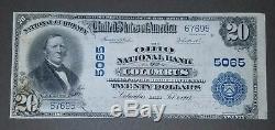 1902 20 $ Plain Retour Monnaie Nationale Ohio Natl Bank Columbus 5065
