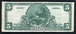 1902 5 $ Ancienne Banque Nationale De Detroit Michigan National Currency Ch. # 6492 Xf (b)