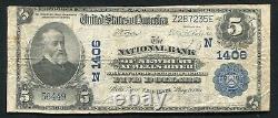 1902 $5 Banque Nationale de Newbury à Wells River, Vt Devise Nationale Ch. #1406