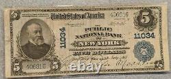 1902 5 $ Banque Publique En Monnaie Nationale De New York Gros Billet Fr-606 Blue Seal