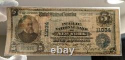 1902 5 $ Banque Publique En Monnaie Nationale De New York Gros Billet Fr-606 Blue Seal