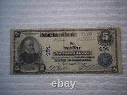 1902 $ 5 Bath Maine Me Monnaie Nationale Plain Retour #494 Bath Banque Nationale #