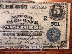 1902 $ 5 Billet Banque Monnaie. Banque De Parc De New York