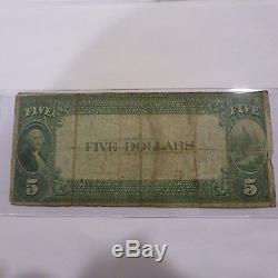 1902 5 $ Devise Nationale Searsport Maine National Bank Grand Billet Américain