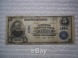 1902 $ 5 Galion Ohio Oh Monnaie Nationale Plain Retour # 1984 Les Citoyens Natl Bank #