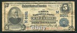 1902 $5 L'union Banque Nationale D'eau Claire, Wi Monnaie Nationale Ch. Numéro 8281