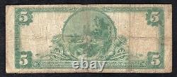 1902 $5 La Banque Nationale Centrale De Richmond, Va Monnaie Nationale Ch. #10080