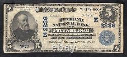 1902 $5 La Banque nationale du diamant de Pittsburgh, Pa Devise nationale Ch. #2236