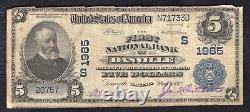 1902 $5 La Première Banque Nationale De Danville, Va Monnaie Nationale Ch. #1985