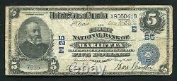 1902 $5 La Première Banque Nationale De Marietta, Pa Monnaie Nationale Ch. #25