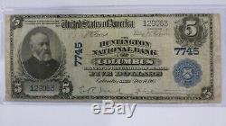1902 $ 5 Monnaie Nationale Columbus Ohio Huntington Banque Nationale, Gros Billets Américains