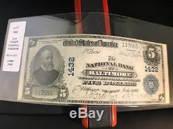 1902 5 Monnaie Nationale Grande Note De La Banque Nationale De Baltimore