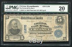 1902 $ 5 National City Bank De Chelsea, Ma Monnaie Nationale Ch # 11270 Pmg Vf-20