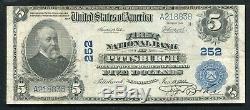 1902 5 $ Première Banque Nationale À Pittsburgh, Pa Monnaie Nationale Ch. # 252