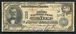 1902 50 $ Db Première Banque Nationale Denver, Co Monnaie Nationale Ch #1016 Unique