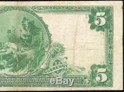 1902 Banque Nationale Atlantique De 5 Dollars De Boston Massachusetts Note Currency Vf