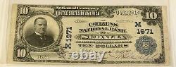 1902 Banque Nationale Des Citoyens De Sedalia Mo. Charte Des Billets De 10 $ #1971