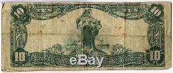 1902 Billet De 10 $ En Devise Nationale 1672 Bank Of Atchison Kansas Sz176