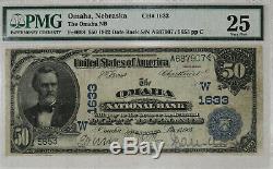 1902 Db 50 $ La Banque Nationale Omaha Note Devise Nebraska Pmg Very Fine 25 (907)