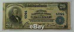 1902 Échange De Billets De Banque National De 20 $ Banque Nationale De Spokane Wa Ch # 4044 Vg