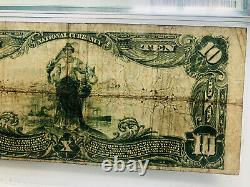 1902 Grand $10 DIX Dollars Note Monnaie Nationale Kenosha Wisconsin Banque Pmg 15