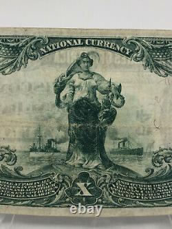 1902 Grand Billet De 10 $ DIX Dollars First Wisconsin Banque Nationale Milwaukee Devise