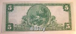 1902 Grande Taille Frackville Pa $ 5.00 # 7860 Banque Nationale Note Devise