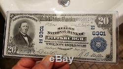 1902 Mellon National Bank Pittsburgh 20 $ Monnaie Nationale-mellon Signed & Choice