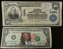 1902 White River Junction, Vt $10 Plain Back Vermont National Bank Note Devise