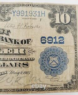 1903 États-unis Distribué 10 $ National Currency Bank Note 6912 Butler, Nj