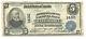 1905 5 $ Jefferson County Nat Bank De Watertown Ny Grande Monnaie Nationale Vg