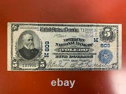 1905 5 $ Monnaie Nationale Banque Nationale Du Nord De Toledo