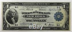 1918 $ 1 Banque Nationale De Réserve Fédérale De New York Grande Note