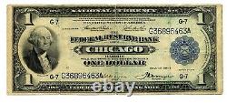 1918 $1 Federal Reserve Bank Note Chicago Fr 728 Monnaie Nationale
