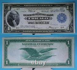 1918 $1 Federal Reserve Bank Of Chicago G-7 Monnaie Nationale Very Crisp Fr# 729