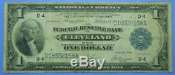 1918 $ 1 Grande Taille Note De La Monnaie Nationale Cleveland Federal Reserve Bank