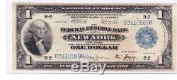 1918 1 $ New York Frb Fr # 713 Banque Nationale Note Papier Monnaie 1914
