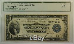 1918 $ 1 One Dollar Federal Reserve Bank De Chicago Monnaie Nationale Héritage Vf-25