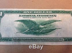 1918 $ 1 Us National Currency New York Federal Reserve Large Bill Bank Note
