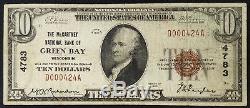 1929 $ 10,00 Monnaie Nationale, La Banque Nationale Mccartney De Green Bay, Wi